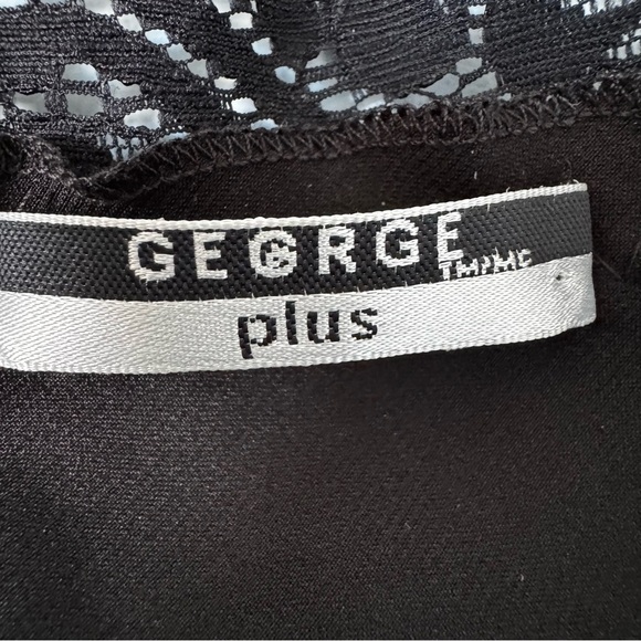 George Plus Black Satin Cami w/Lace & Sequin Trim Size 1X Babydoll Vintage Vibe - Picture 4 of 8